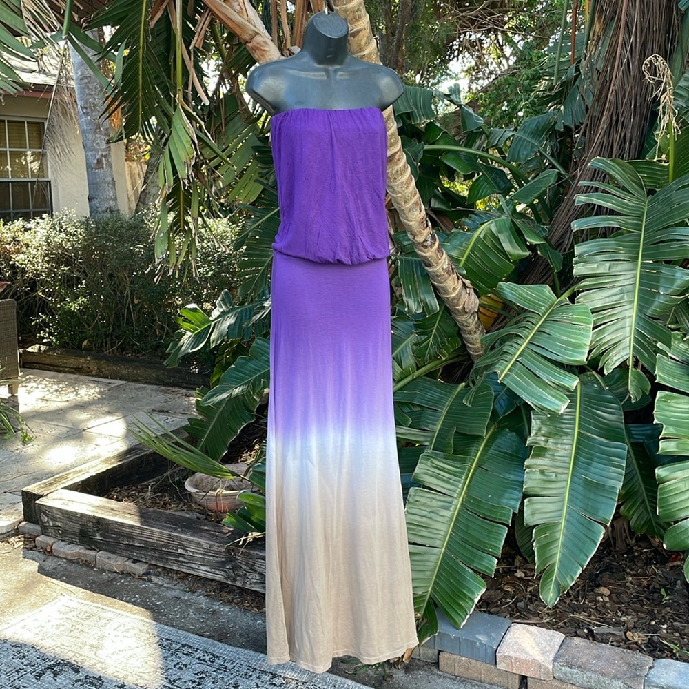 Young fabulous and broke strapless, ombre maxi dress - Picture 1 of 7